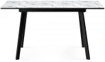 Стеклянный стол Woodville Агни 110(140)х68х76 мрамор белый / черный матовый 528558