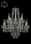 Подвесная люстра Art Classic 11.24 11.24.8+4.165.2d.Gd.V0300 (220V, хрусталь, на цепи, подсвечник, свеча)