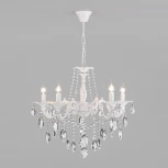 Подвесная люстра Eurosvet Veletta 10108/5 белый/прозрачный хрусталь Strotskis (220V, хрусталь Strotskis, на цепи, свеча)