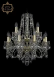 Подвесная люстра Art Classic 11.21 11.21.8+4.165.2d.Gd.Sp (220V, хрусталь, на цепи, подсвечник, свеча)