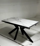 Стол Кентукки 3 140 БЕЛЫЙ МРАМОР, стекло / ЧЕРНЫЙ, М-City