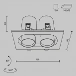 Встраиваемый светильник Hidden 4000K 2x10W 36° LED Maytoni Technical DL045-02-10W4K-W (220V)