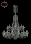 Подвесная большая люстра Art Classic 11.24 11.24.16+8+4.400.2d.XL-155.Br.V5001 (220V, хрусталь, на цепи, подсвечник, свеча)