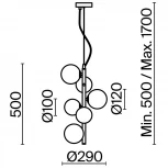 Подвесной светильник Maytoni Dallas MOD545PL-06B (220V, на тросе, шарики, молекулы)