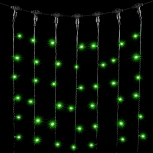 Гирлянда Занавес 2 x 1 м Зеленый 220В, 200 LED, Провод Черный ПВХ, IP54
