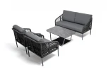 Лаунж-зона 4-местная из роупа узелкового плетения, каркас алюминий, роуп темно-серый 4SIS Канны KANS2C2TDK-4-SET D-gray