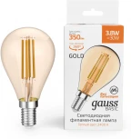 Лампочка светодиодная филаментная Gauss Filament 1057154 Шар 3,8W 350lm 2400К Е14 golden LED