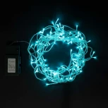 Гирлянда Бахрома на Батарейках 3 х 0,5 м Аква, 100 LED, Провод Прозрачный Силикон, IP65