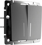 Выключатель двухклавишный с подсветкой (графит матовый) Werkel W1120164 (a063099)