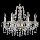 Подвесная люстра Bohemia 1403 1403/6/160/G (220V, хрусталь, на цепи, подсвечник, свеча)
