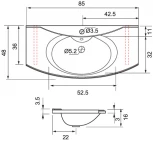 Раковина Цвет и Стиль Техно 85 с полотенцедержателем