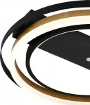 Потолочная люстра светодиодная Escada Lagom 10247/2LED 60Вт, с ПДУ, металл/акрил, чёрный/дерево (регулировка яркости, 220V, круглые)
