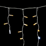 Гирлянда Бахрома с Колпачком 4,9 x 0,5 м Желтая с Мерцанием Белого Диода 220В, 200 LED, Провод Прозрачный ПВХ, IP65
