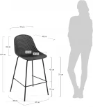 Барный стул La Forma (ex Julia Grup) Quinby (Черный,Серый/ Пластик,Металл,Полипропилен,Сталь)