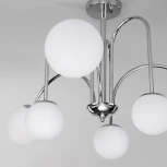 Потолочная люстра Wi-Fi на штанге Eurosvet 30177/6 хром (220V, управление смартфоном, голосовое управление, умный дом - Minimir Home, Алиса, Маруся, Салют, шарики)