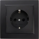 Розетка с заземлением и шторками (черный) Stekker Эрна 39479