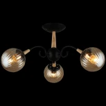 Потолочная люстра на штанге Reluce 04886-0.3-03 BK+WOOD (220V, шар)