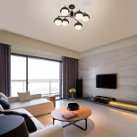 Потолочная люстра Wi-Fi на штанге Eurosvet Nocciola 70106/6 черный (220V, управление смартфоном, голосовое управление, умный дом - Minimir Home, Алиса, Маруся, Салют, шарики)