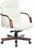 Кресло руководителя Бюрократ T-9927WALNUT-LOW слоновая кость кожа низк.спин. крестовина металл/дерево
