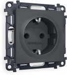 Комплект механизма Ambrella Volt электрической розетки ALFA MA907010 Графит мягкое касание с заземлением и шторками 2P+E 16A-250V QUANT