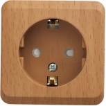 Розетка накладная с заземлением и шторками (бук) Systeme Electric Этюд PA16-004T