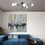 Потолочная люстра Wi-Fi на штанге Eurosvet Netz 30181/6 черный (220V, управление смартфоном, голосовое управление, умный дом - Minimir Home, Алиса, Маруся, Салют, шарики)