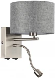 Бра на гибкой ножке для чтения Lumion Nikki 8251/2W никель/серый, металл/текстиль Е14 40W + LED 3W 4000K 220V (выключатель)