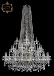 Подвесная большая люстра Art Classic 11.25 11.25.20+10+5.400.3d.h-168.Gd.Sp (220V, хрусталь, на цепи, подсвечник, свеча)