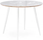 Стеклянный стол Woodville Абилин 90х76 ультра белое стекло / дуб вотан / белый матовый 516539