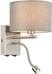 Бра на гибкой ножке для чтения Lumion Nikki 8251/2W никель/серый, металл/текстиль Е14 40W + LED 3W 4000K 220V (выключатель)