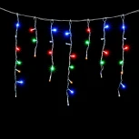 Гирлянда Бахрома 3,1 x 0,5 м Разноцветная с Мерцанием Белого Диода 220В, 150 LED, Провод Прозрачный ПВХ, IP54