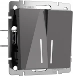 Выключатель двухклавишный проходной с подсветкой (графит акрил) Werkel W1122144 (a064089)