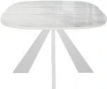 Стол DikLine SFK110 стекло белое мрамор глянец,подстолье белое,опоры белые (2 уп.)