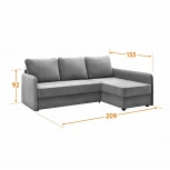 Диван тканевый угловой серый, угол правый D1 Слим AAA41521001 Velutto 12