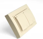 Розетка двойная с заземлением и защитной крышкой (слоновая кость) Stekker Эрна 49137