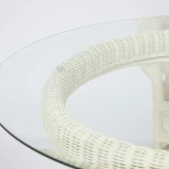 Комплект обеденный "ANDREA GRAND" (стол со стеклом+6 кресел+ подушки) TCH White (белый), Ткань рубчик, цвет кремовый Tetchair ANDREA GRAND 12427