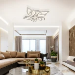 Потолочная люстра с таймером Natali Kovaltseva Smart Home LED LAMPS 81216 (220V, голосовое управление, пульт управления, управление смартфоном, умный дом - Алиса, Tuya Smart, Сири, Smart Life, цветы)