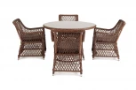 Обеденная группа плетеная, цвет коричневый 4SIS Доппио DOPC4T-5-SET brown