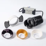 Точечный встраиваемый светодиодный светильник, круглая рамка, жемчужно-черный отражатель Fiberli Mr1215 12130101