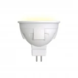 Лампочка светодиодная полусфера белая GU5.3 6W 3000K Uniel LED-JCDR 6W/WW/GU5.3/FR PLP01WH