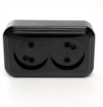 Розетка двойная без заземления (черный) Stekker Брест 39694