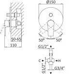 Смеситель Cezares Nautic VDIM NOP С ВНУТРЕННЕЙ ЧАСТЬЮ, для душа