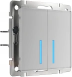 Умный сенсорный выключатель двухклавишный (серебряный) Werkel W4520606 (a048324)
