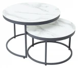 Журнальный столик Эрвин (комплект) Белый мрамор, стекло/ каркас графит