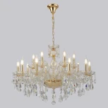 Подвесная большая люстра Crystal Lux MONICA SP10+5 GOLD (220V, подвески, на цепи, подсвечник, свеча)