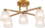 Потолочная люстра на штанге Escada Silva 1101/5PL 5х60Вт E27, металл/стекло, золото