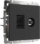 Розетка ТВ+Ethernet RJ-45 6 cat.(черный матовый) Werkel W1181308 (a056112)