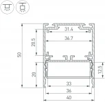 Профиль SL-LINE-4050-3L-2000 ANOD (Arlight, Алюминий) 044666