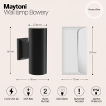 Настенный светильник уличный Maytoni Bowery O574WL-02B (220V, IP54)