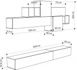 Тумба под ТВ TROMEN TV UNIT LEVE (ЛДСП,Пластик,ЛДСП/Черный,Дуб) арт.LEV00555